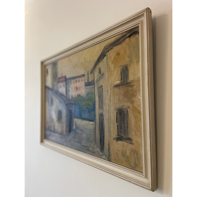 Mid-Century Modern Vintage Mediterranean Street Scene, 1960s, Ol on Canvas, Framed For Sale - Image 3 of 9