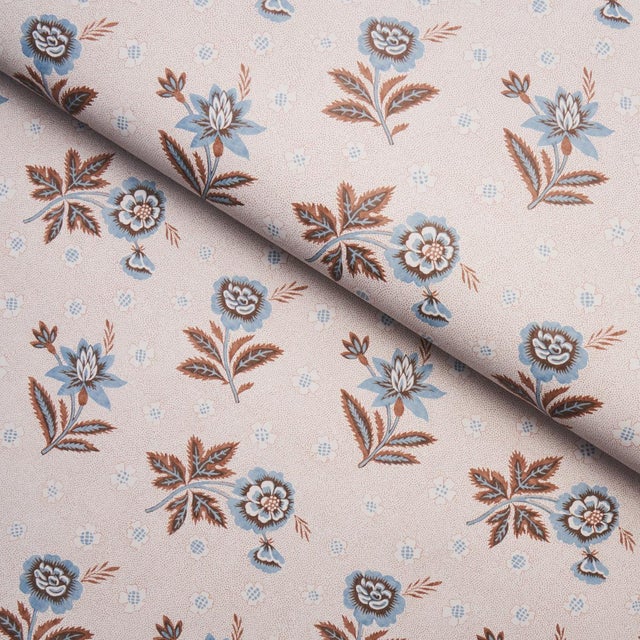 Schumacher Schumacher Colline Wallpaper in Delft & Sepia For Sale - Image 4 of 5