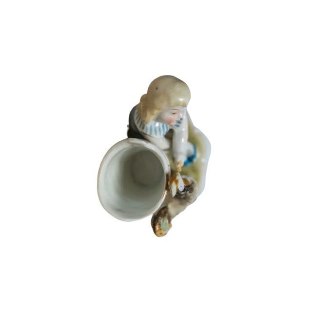 Late 19th Century Girl Feeding Chicken Porcelain Match Striker / Holder For Sale - Image 6 of 8