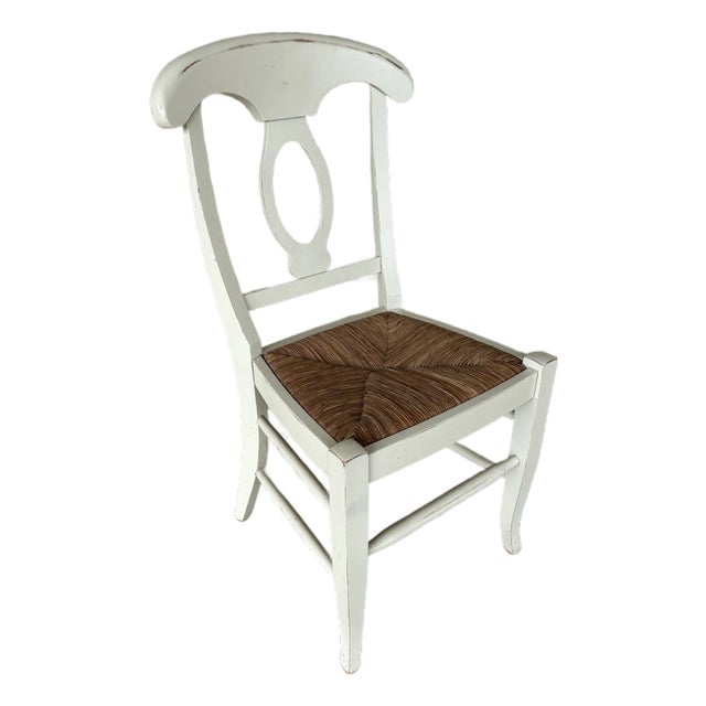 Pottery Barn Napolean Cream Rush Bottom Side Chair For Sale