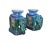 2000 - 2009 Pair Ceramic Handmade Chinese Green Blue Oriental Elephant Figures For Sale - Image 5 of 8
