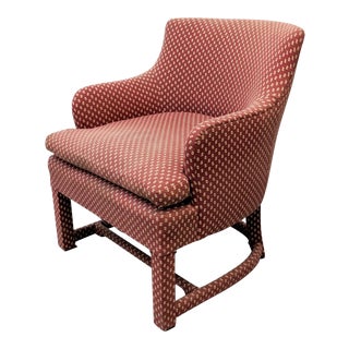 1990s Vintage Transitional Style Upholstered Parsons Arm Chair For Sale