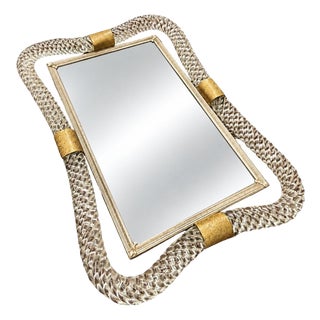 Mid 20th Century Barovier Blown Art Glass Mirrored Vanity Tray W/ Gold-Tone Accents For Sale
