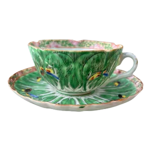 Circa 1850-1890 Chinese Export Bok Choy Tea Cup and Saucer