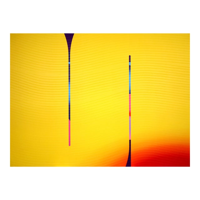 Contemporary Abstract Matte Gel Applied on Fine Art Digital Printed Canvas "Bouton D’or Alizarine Zinzolin # Cosmopolitain" by Jerome Tham Vo My For Sale