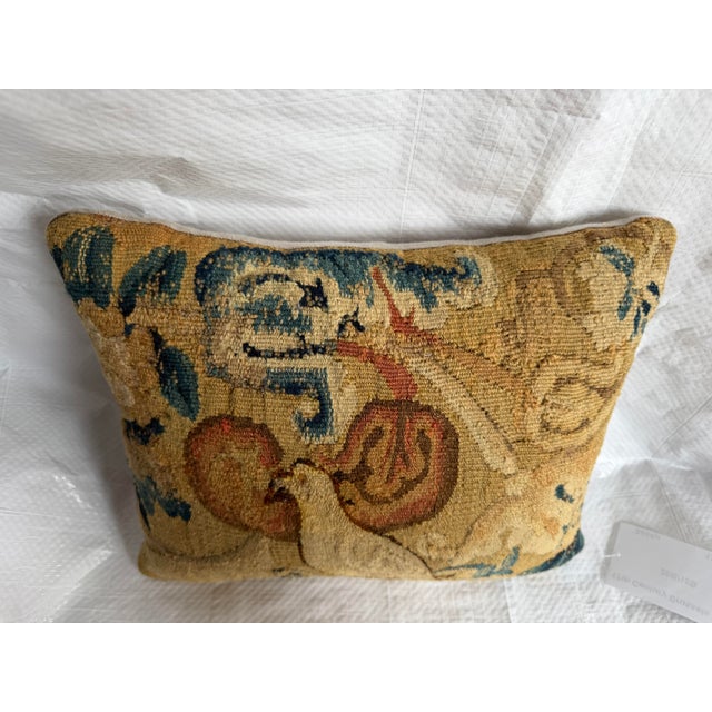 17th Century Brussels Figural & Fruit Tapestry Pillow For Sale In Los Angeles - Image 6 of 7