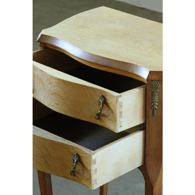 Wood Vintage Danish Oak Nightstands with Hand-Carved Drawer Fronts, 1970s, Set of 2 For Sale - Image 7 of 18