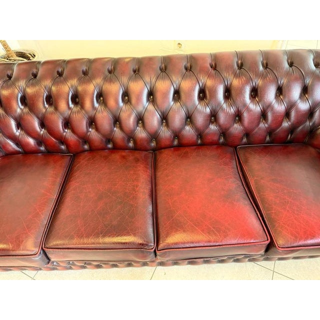 Chesterfield Four Seater Club Sofa in Oxblood For Sale - Image 17 of 18