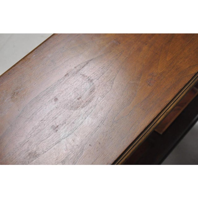 Copper Vintage Baker Dark Cherry Wood Narrow French Console Hall Table W Copper Inserts For Sale - Image 8 of 12