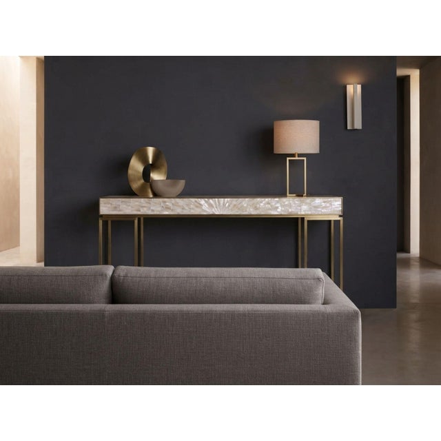 Not Yet Made - Made To Order Arcana Mother of Pearl Inlay and Brass Sofa Console Table by House of Jaipur For Sale - Image 5 of 5