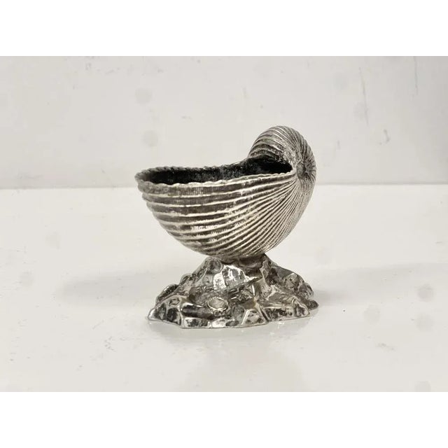 Vintage Art Deco Nautilus Shell Salt Cellar in Metal, 1930s For Sale - Image 6 of 10
