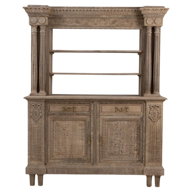 1910s Belgian Renaissance Revival Oak Cupboard With Carved Columns For Sale - Image 15 of 18