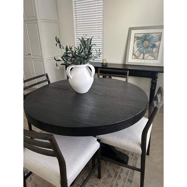 Traditional Pottery Barn Benchwright Dining Table. Restorative Hardware Dining Chairs For Sale - Image 3 of 4