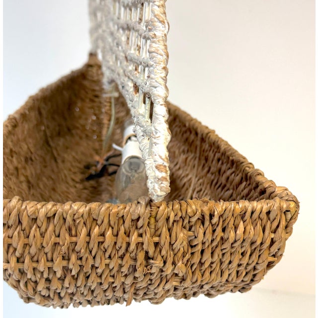 Mid 20th Century Coastal Boho Chic Polychromed Rattan, Willow and Reed Sailboat Chandelier For Sale In West Palm - Image 6 of 16