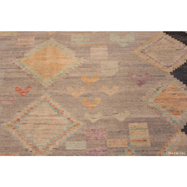 Brown Handmade Modern Tribal Primitive Contemporary Nomadic Area Rug For Sale - Image 8 of 8