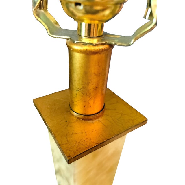 Vintage Italian Rialto Marble & Gold Leaf Art Deco Style Table Lamps - a Pair For Sale - Image 9 of 11