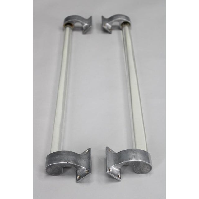 Vintage Art Deco Clear Glass Handles with Metal Mounts, 1930s, Set of 2 For Sale - Image 3 of 10