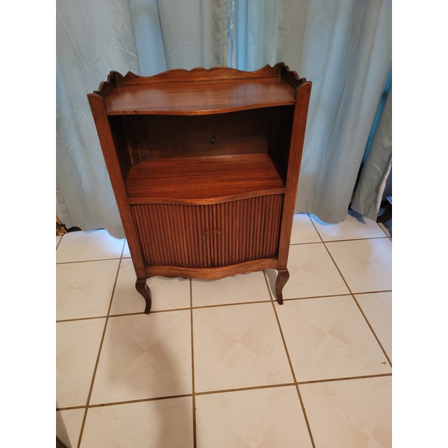 Tambour Door Wooden Cabinet For Sale - Image 4 of 12