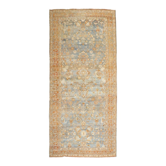 Zabihi Collection Blue Persian Bibikabad Corridor Rug For Sale