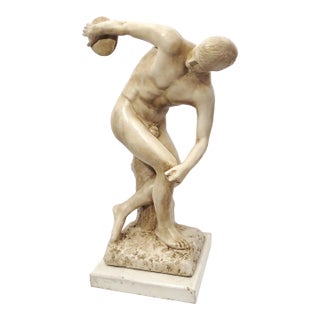 1950s Plaster Discobolus Table Sculpture Statue For Sale