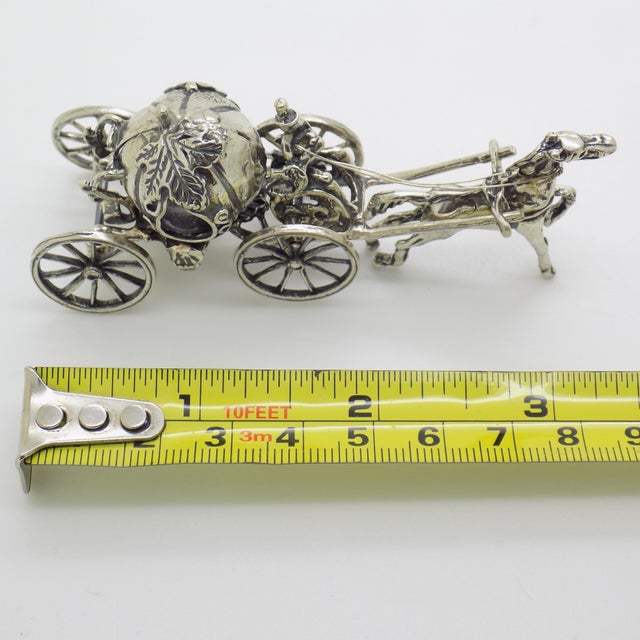 Vintage Italian Handmade Silver Cinderella Pumpkin Carriage with Horse Figurine, 1980s For Sale - Image 12 of 13