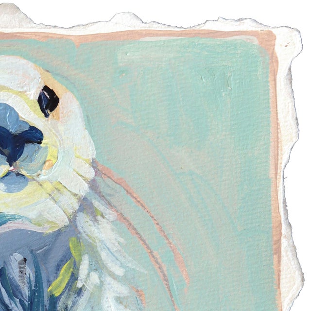 Art Deco Otterson - Abstract Blue Cool Tone Cute Sea Animal Mixed Media Painting Artwork by Kellie Newsome For Sale - Image 3 of 6