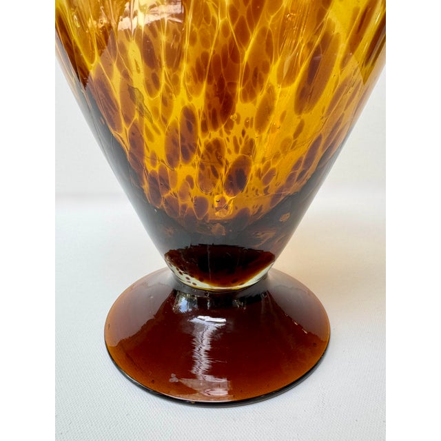 Vintage Tortoiseshell Art Glass Amphora Vase For Sale - Image 4 of 10