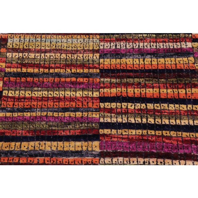 Abstract Rust/Blue High Low Wool Rug - 9'0'' X 11'10'' For Sale - Image 4 of 8