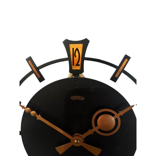 1950s German Konnexa Clock in Black Aluminium and Copper, 1950 For Sale - Image 5 of 7