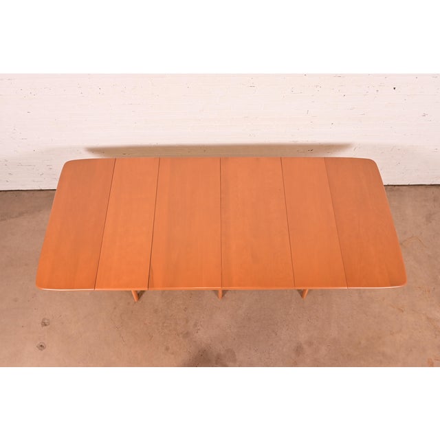 Heywood Wakefield Mid-Century Modern Solid Maple Wishbone Extension Dining Table, Newly Refinished For Sale In South Bend - Image 6 of 15