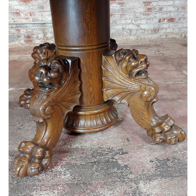 19th Century Traditional .j. Horner Antique Tiger Oak Pedestal Table