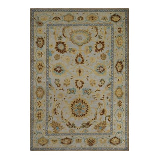 Afghan Sultanabad Wool 4x6 Taupe, Brown & Light Blue Handmade Area Rug 1143696 For Sale