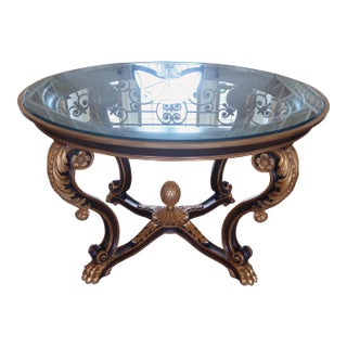 Italian Beveled Glass Top Gold Gilt Center Table For Sale