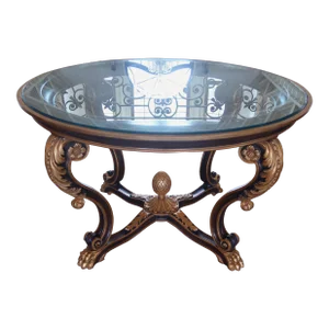Italian Beveled Glass Top Gold Gilt Center Table