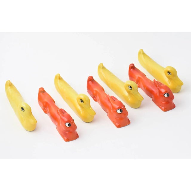 Art Deco 20th Century Art Deco Duck and Bunny Rabbit Knife Rests - Set of 7 For Sale - Image 3 of 11
