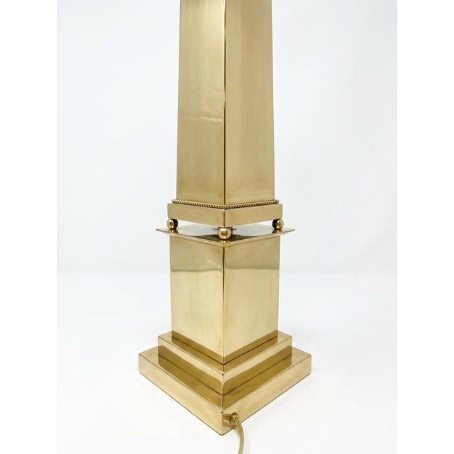 Mid-Century Modern 1960s Warren Kessler Solid Brass Obelisk Table Lamps For Sale - Image 3 of 5