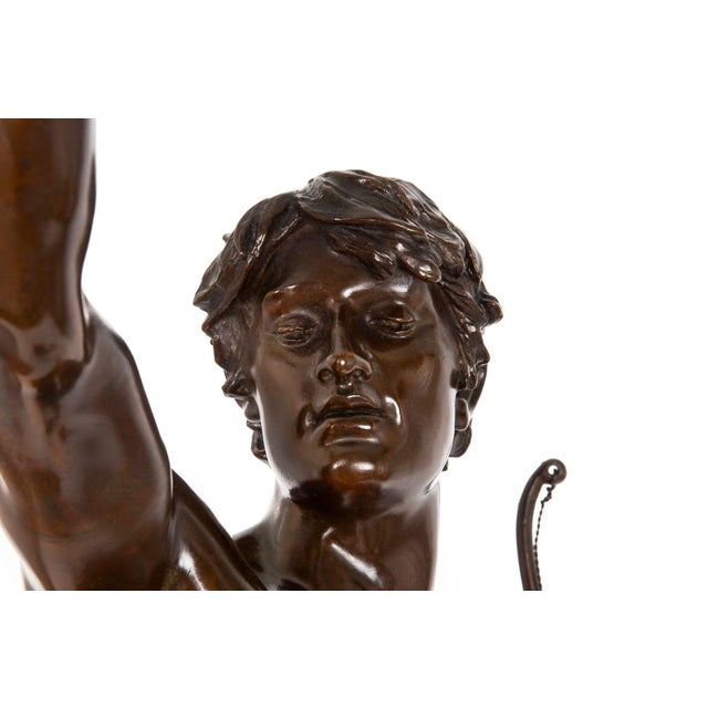 Metal Large 36” French Bronze Sculpture of Warrior “Vainqueur” by Eugene Marioton For Sale - Image 7 of 12