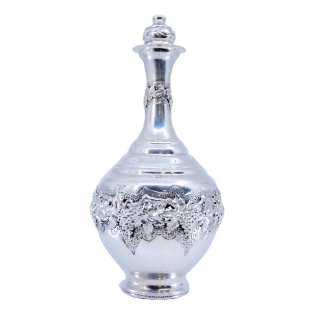 Silver Wine Jug with Reliefs of Bunches of Grapes and Leaves For Sale