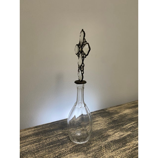 Early 21st Century Handmade Crystal Cross Assemblage Sculpture on Clear Glass Bottle For Sale - Image 5 of 7