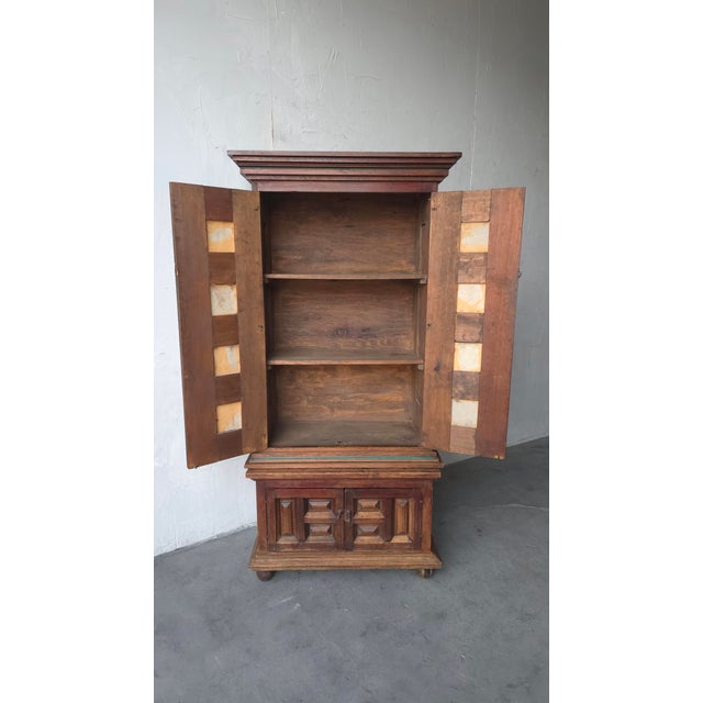 Antique Spanish European Patinaed Wood Cabinet For Sale - Image 4 of 17