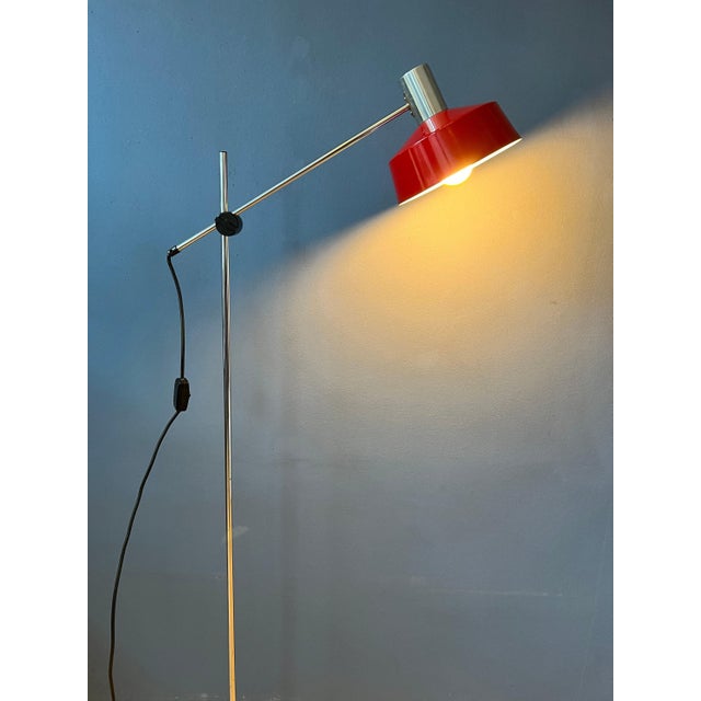 Adjustable Red Floor Lamp in style of Hoogervorst, 1970s For Sale - Image 3 of 11