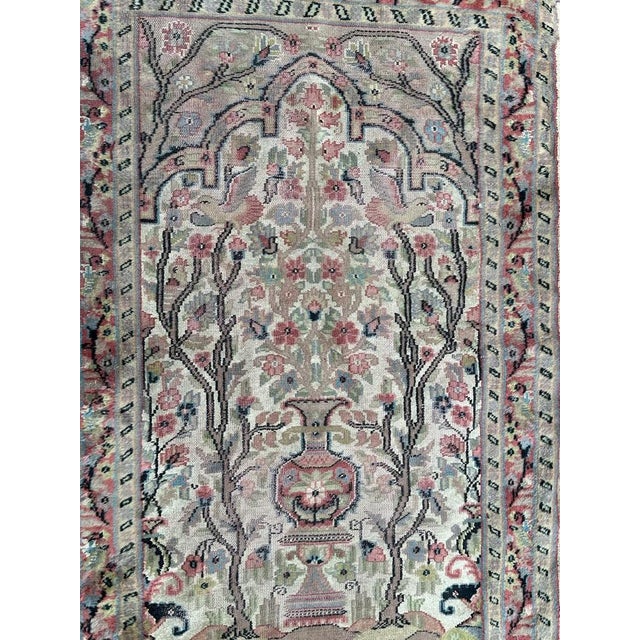 Small Vintage Silk and Wool Pakistani Rug from Bobyrugs, 1980s For Sale - Image 6 of 16