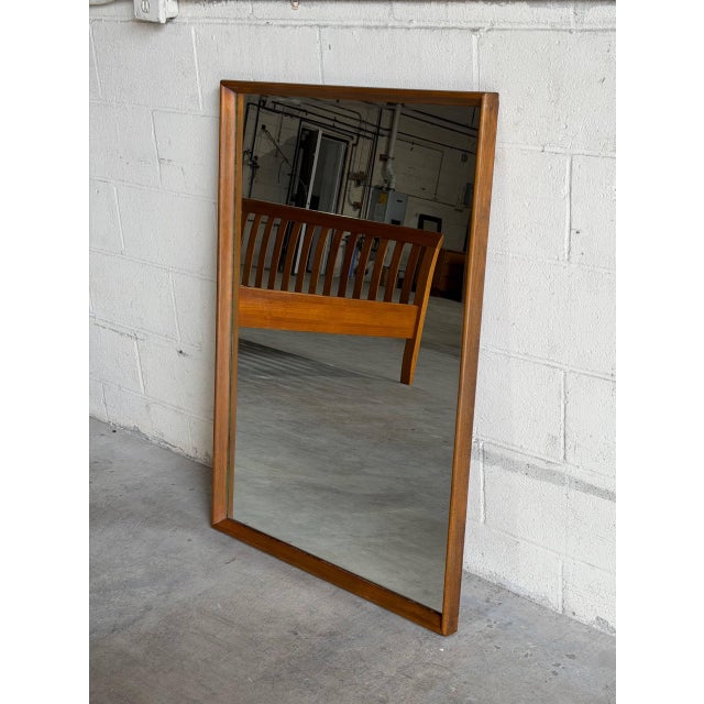 Mid Century Modern Maple Mirror in Style of Heywood Wakefield Large Frame For Sale - Image 10 of 10