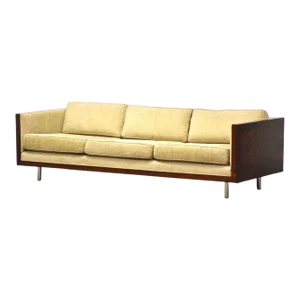 Milo Baughman Style Rosewood and Chrome Sofa