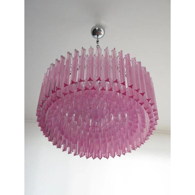 Triedri Glass Chandelier with 265 Pink Prisms For Sale - Image 12 of 13