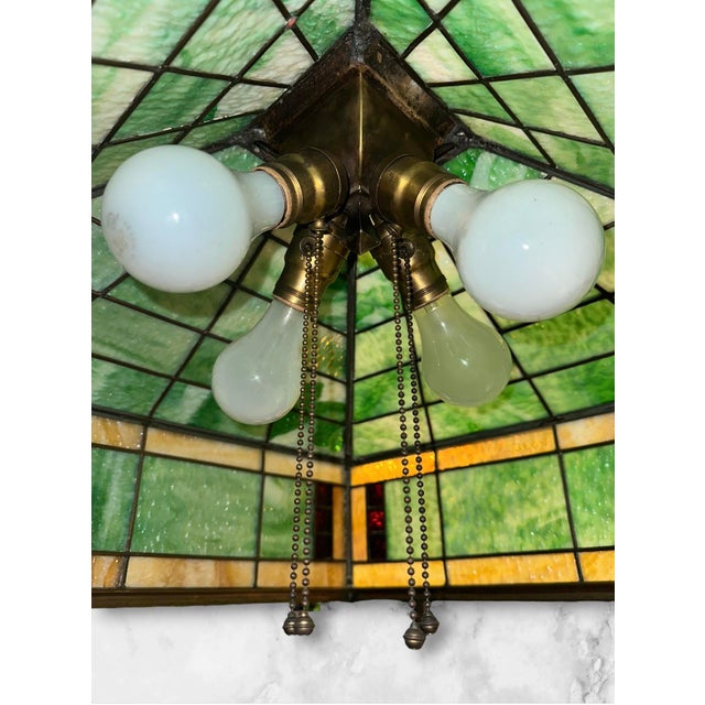 1930s Arts & Crafts Pendant Light With Green Glass For Sale - Image 14 of 14