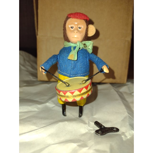 1920s Vintage Schuco Wind Up Drummer Monkey Toy Germany -- With Key. For Sale - Image 13 of 13