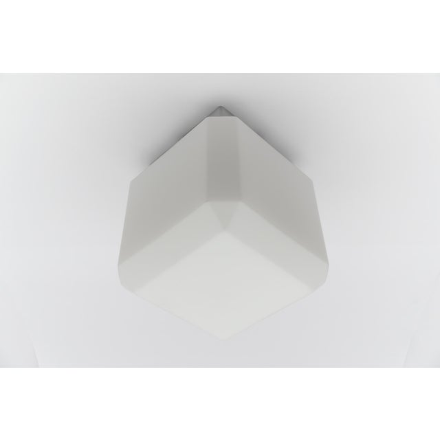 Vintage German Cube Flush Mount in Opaline Glass, 1960s For Sale - Image 4 of 18