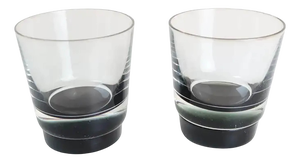 Vintage Black and Clear Whisky Tumblers by Dromhall O'Broin for Caithness, 1968, Set of 2