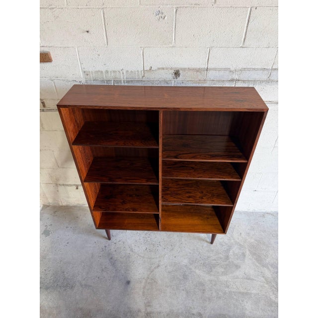 Brown Rosewood Bookcase Unit With Tapered Legs Storage Display Denmark 1960s For Sale - Image 8 of 10